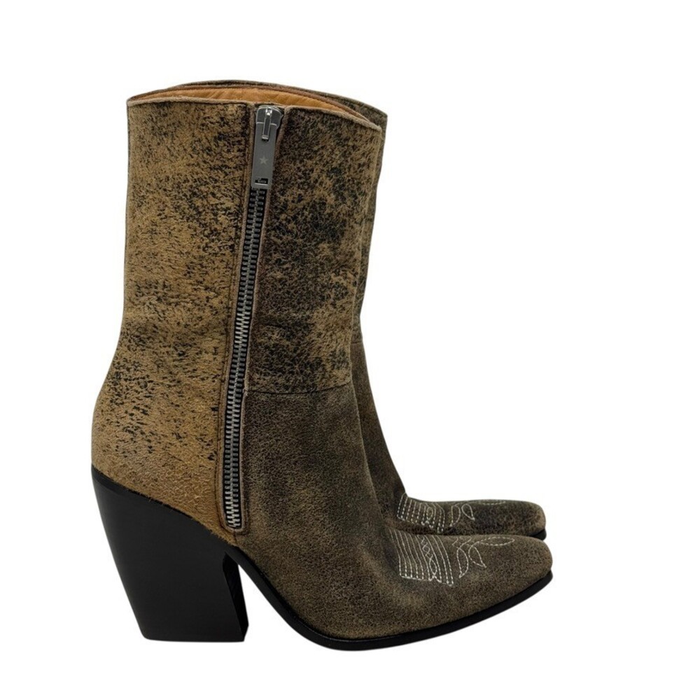 Golden Goose Women Candy Distressed Leather Western Cowboy Boots Brown Size 36 6 - Picture 2 of 14